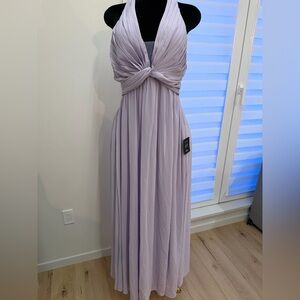 Marilina Lavender Pleated Twist-Front Maxi Dress